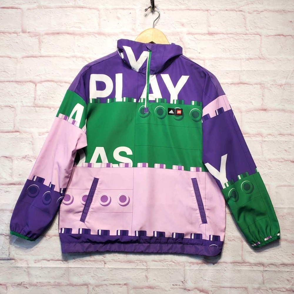 Adidas LEGO Ninjago‎ Jacket Boys Medium Purple Green Windbreaker Play As You Are